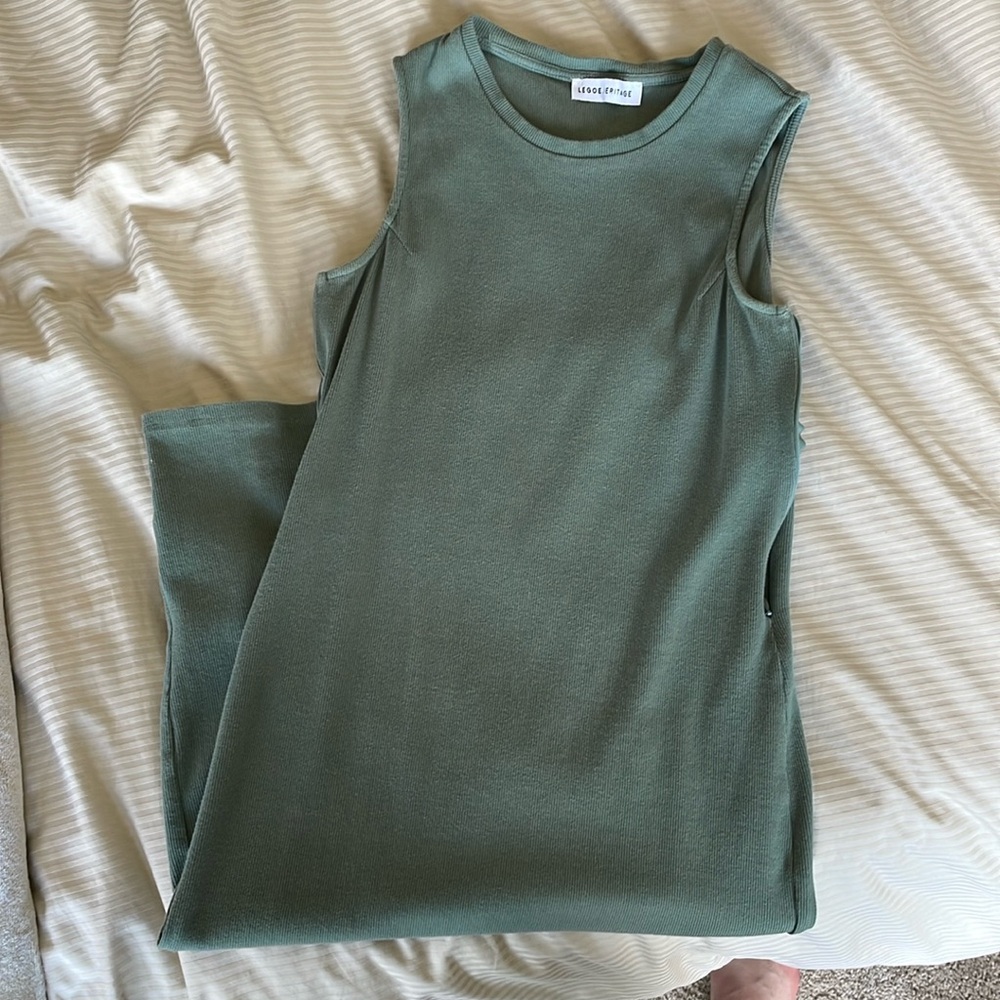 Legoe Heritage Sleeveless Green Midi Dress